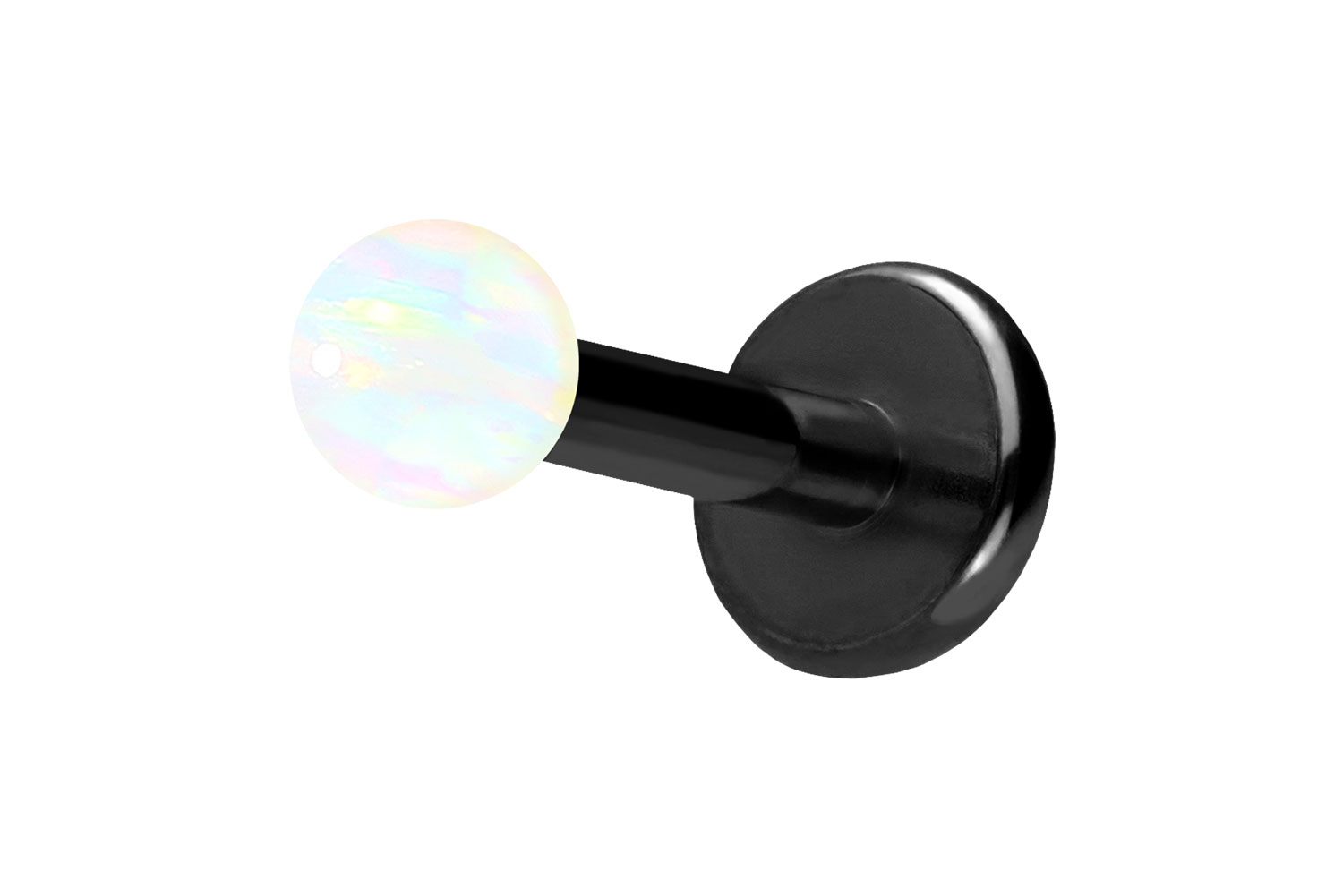 Titan Labret Piercing mit Push Fit SYNTHETISCHER OPAL